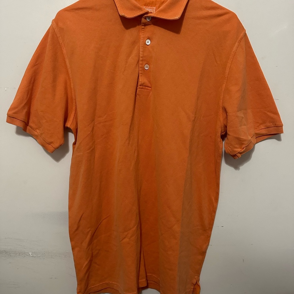 FEDELI Men's Orange Polo Shirt Size 56 Made In Italy